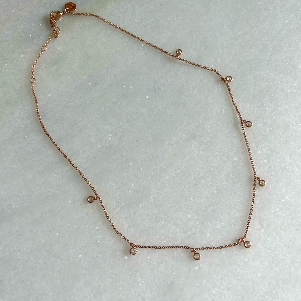 Origami Owl Rose Gold Dainty Drop Crystal 16"-18" Chain CN4024